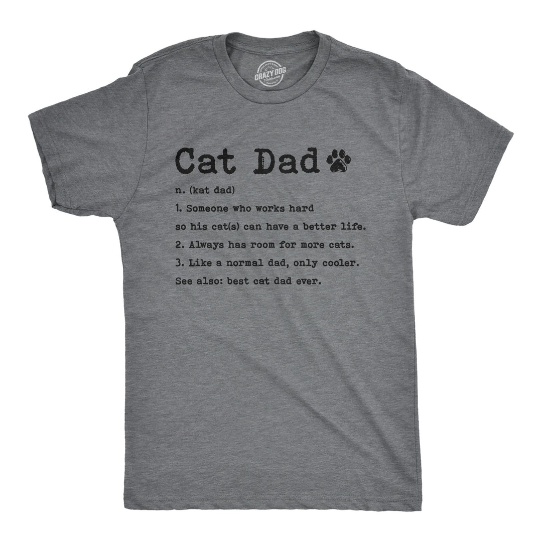 Funny Dark Heather Grey Cat Dad Definition Mens T Shirt Nerdy Father's Day Cat Tee