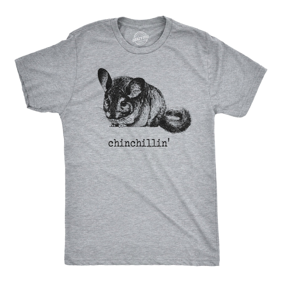 Funny Light Heather Grey Chinchillin Mens T Shirt Nerdy Animal Tee