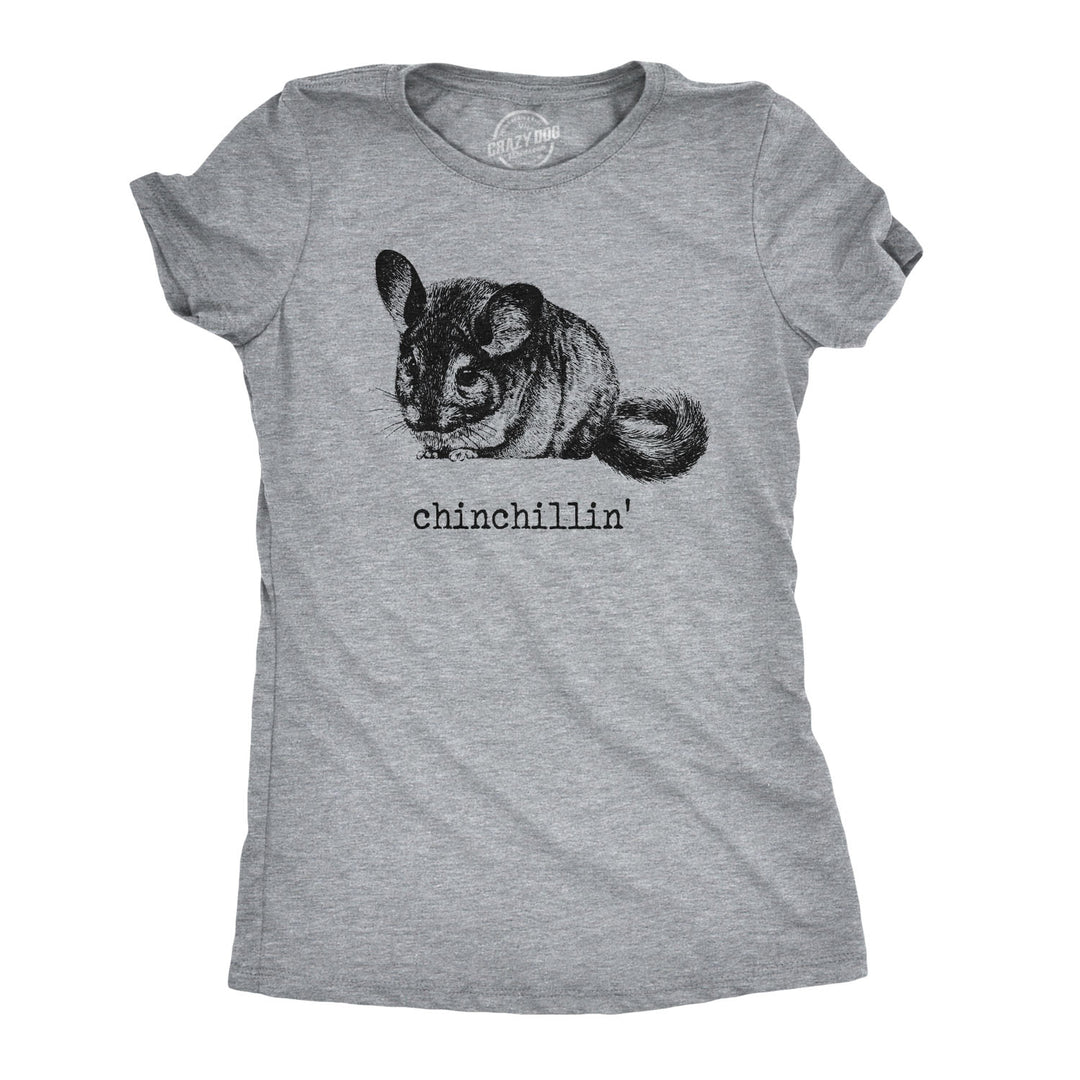 Funny Light Heather Grey Chinchillin Womens T Shirt Nerdy Animal Tee