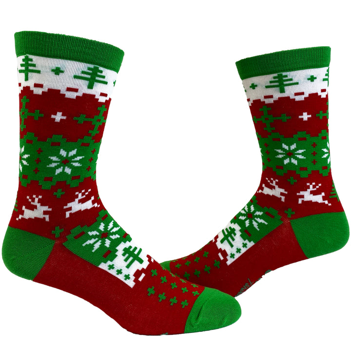 Funny Red Mens Ugly Christmas Sweater Sock Sock Nerdy Christmas Ugly Sweater Tee