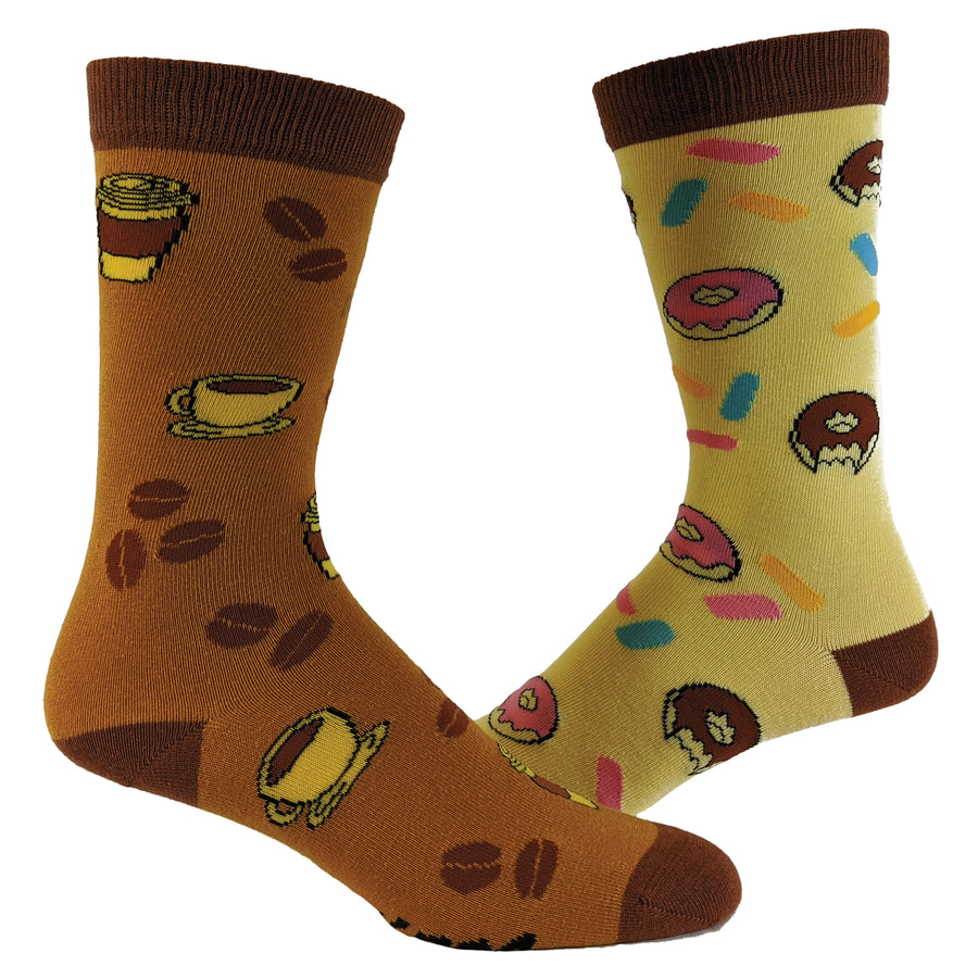 Funny Multi Womens Coffee And Donuts Sock Nerdy Food Coffee Tee