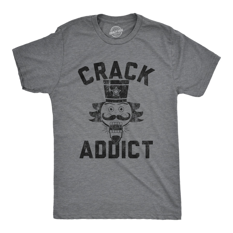 Funny Dark Heather Grey Crack Addict Mens T Shirt Nerdy Christmas Sarcastic Tee