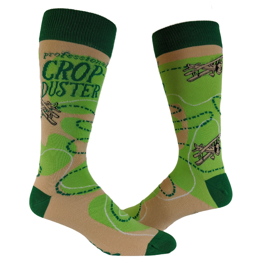 Funny Green Mens Crop Duster Sock Nerdy Toilet Tee