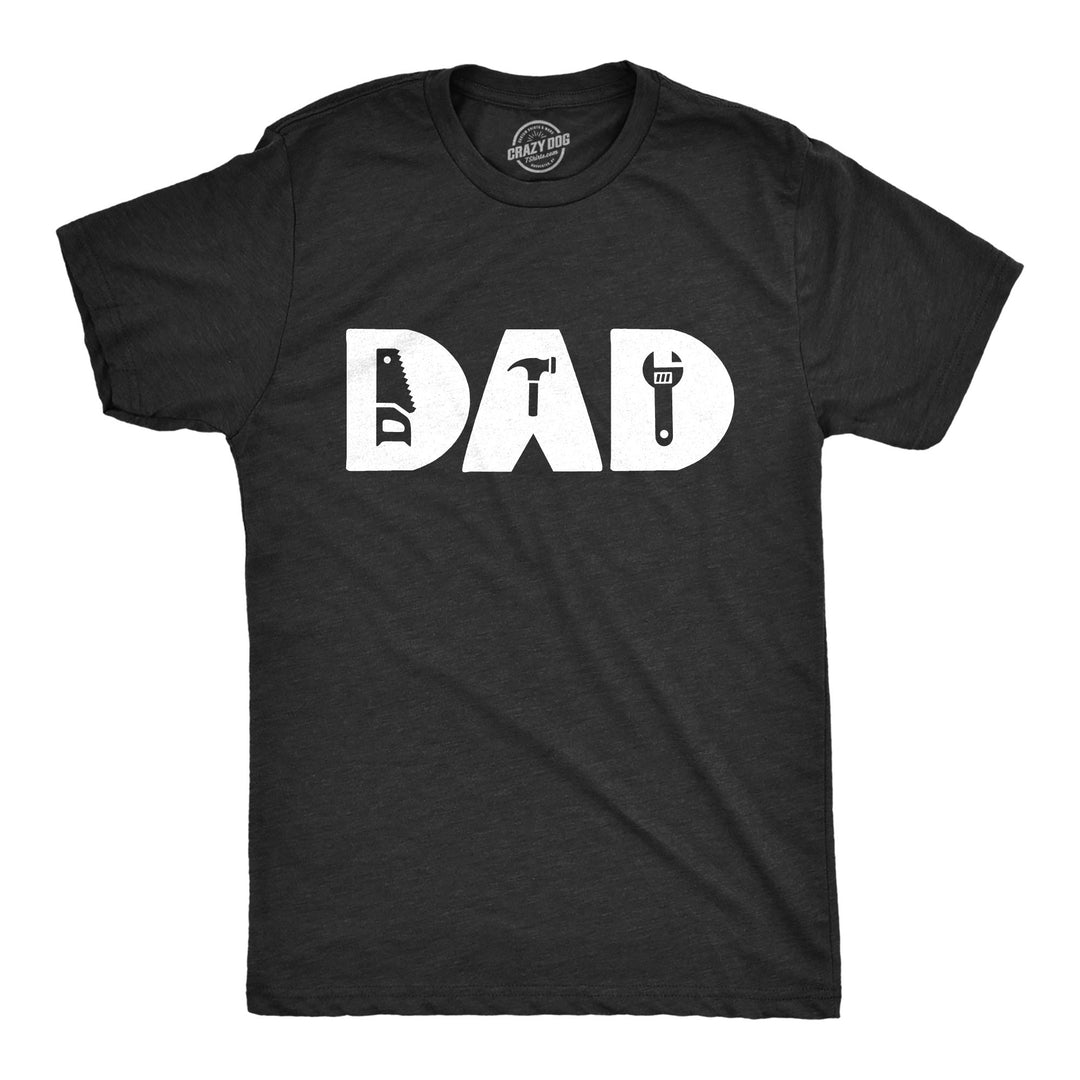 Funny Heather Black Dad Tools Mens T Shirt Nerdy Father's Day Tee