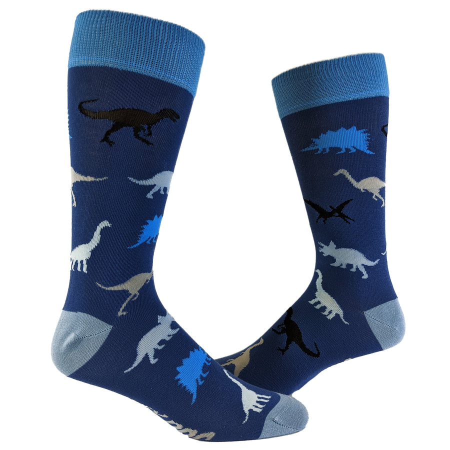 Funny Blue Mens Dinosaurs Sock Nerdy Dinosaur Tee