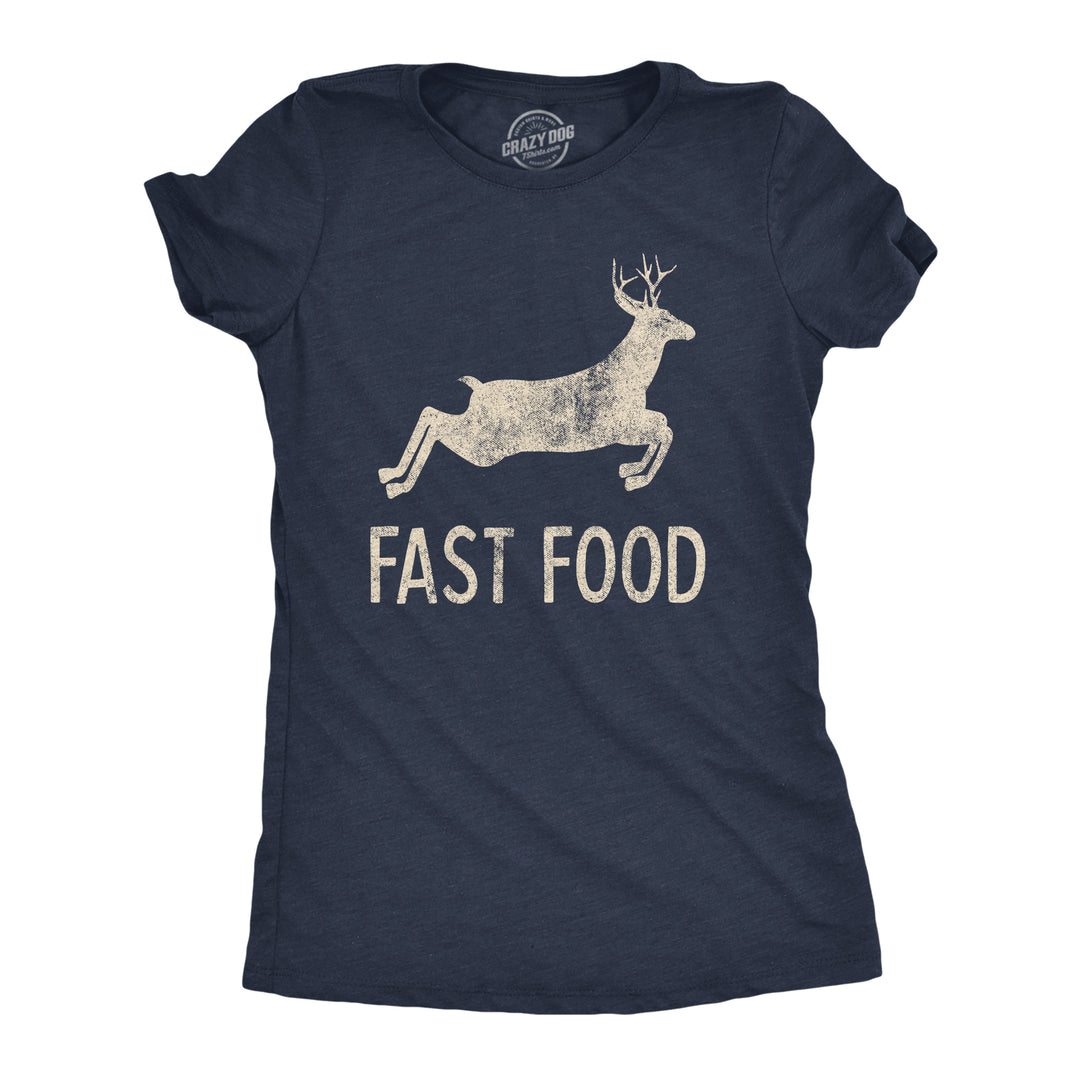 Funny Heather Navy Fast Food Womens T Shirt Nerdy Hunting Tee