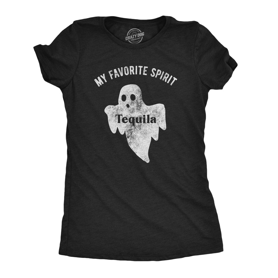 Funny Heather Black - Spirit Tequila My Favorite Spirit Tequila Womens T Shirt Nerdy Halloween Drinking Tee