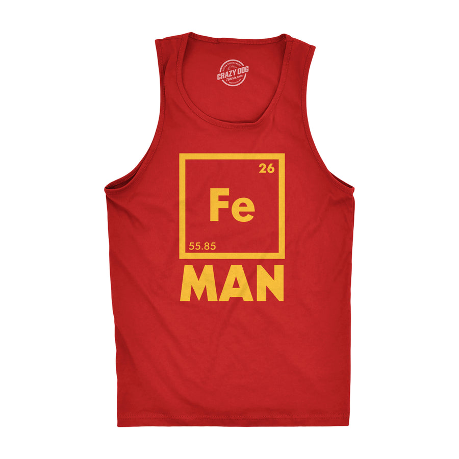 Funny Red Iron Man Mens Tank Top Nerdy TV & Movies Science Tee