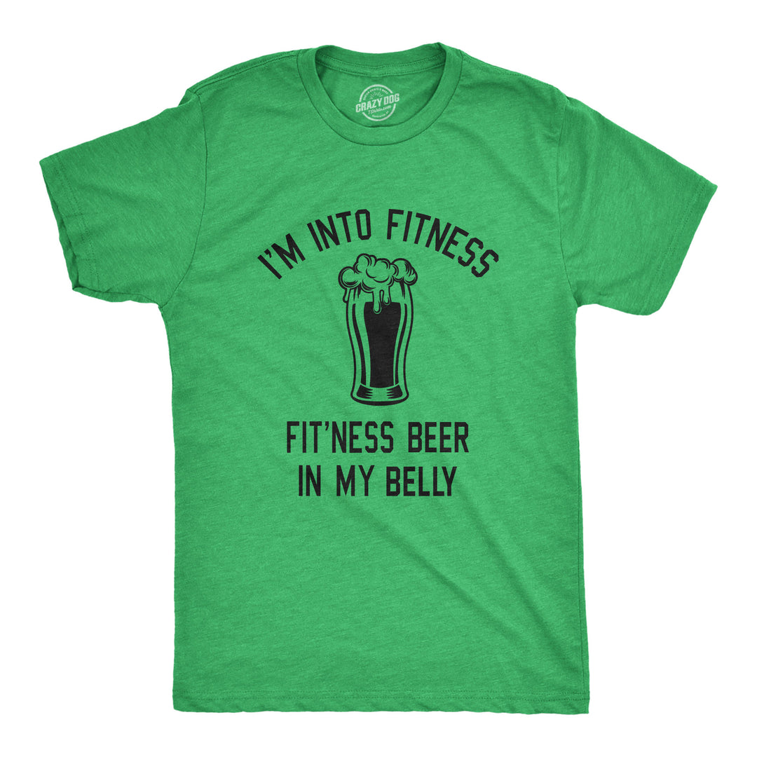 Funny Heather Green Fitness Beer In My Belly Mens T Shirt Nerdy Saint Patrick's Day Beer Tee