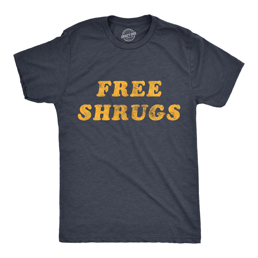 Funny Heather Navy Free Shrugs Mens T Shirt Nerdy Introvert Tee