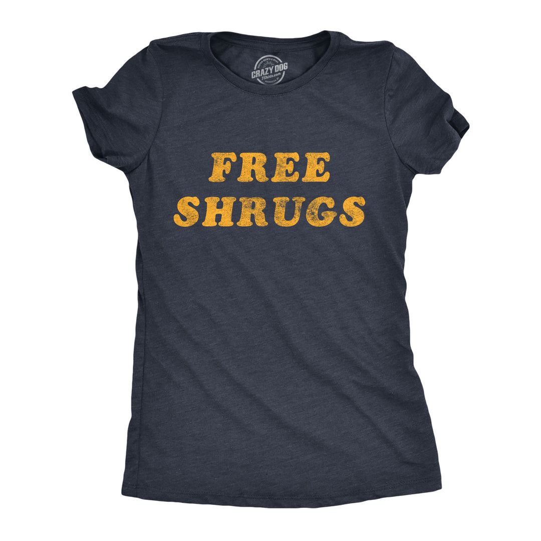 Funny Heather Navy Free Shrugs Womens T Shirt Nerdy Introvert Tee