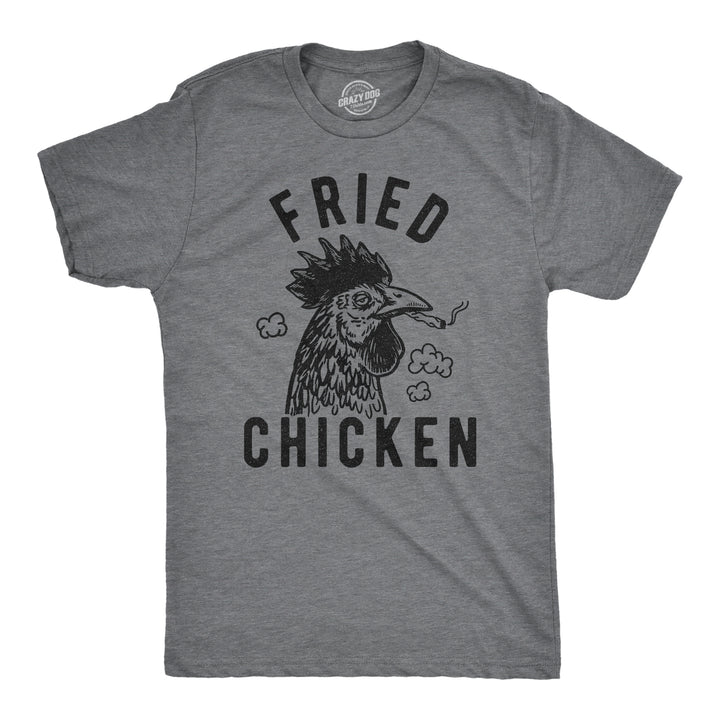 Funny Dark Heather Grey Fried Chicken Mens T Shirt Nerdy 420 Food Tee