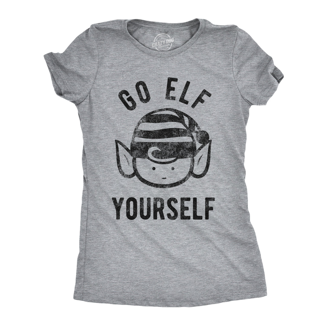 Funny Light Heather Grey Go Elf Yourself Womens T Shirt Nerdy Christmas Tee