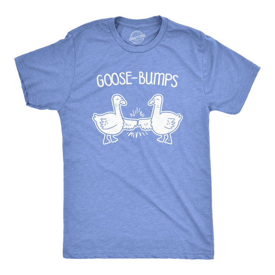 Funny Heather Light Blue Goose-Bumps Mens T Shirt Nerdy Animal Tee