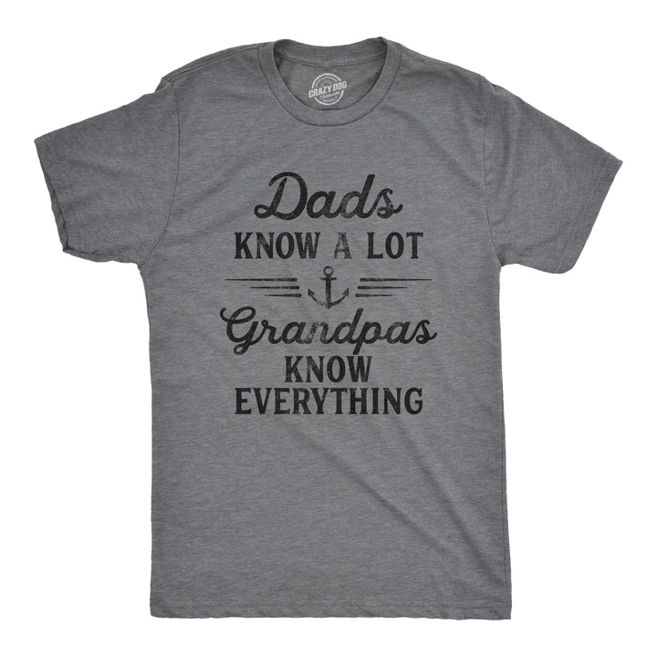 Funny Dark Heather Grey Dad Knows A Lot Grandpas Know Everything Mens T Shirt Nerdy Father's Day Tee