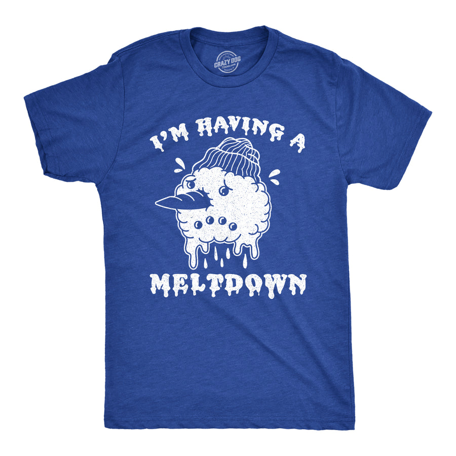 Funny Heather Royal I'm Having A Meltdown Mens T Shirt Nerdy Christmas Introvert Tee