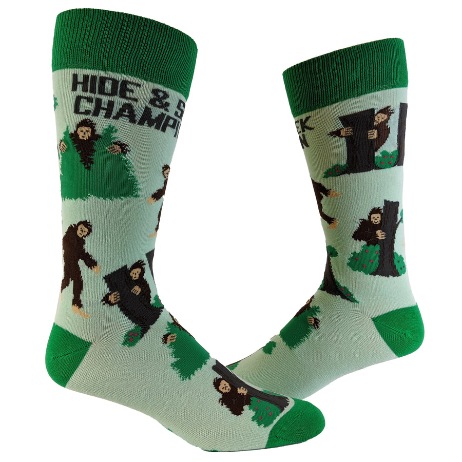 Funny Green Womens Bigfoot Hide And Seek Champion Sock Nerdy Camping Tee