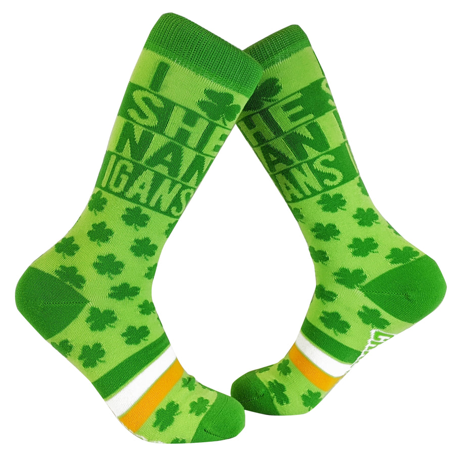 Funny Green Womens I Clover Shenanigans Sock Nerdy Saint Patrick's Day Drinking Tee