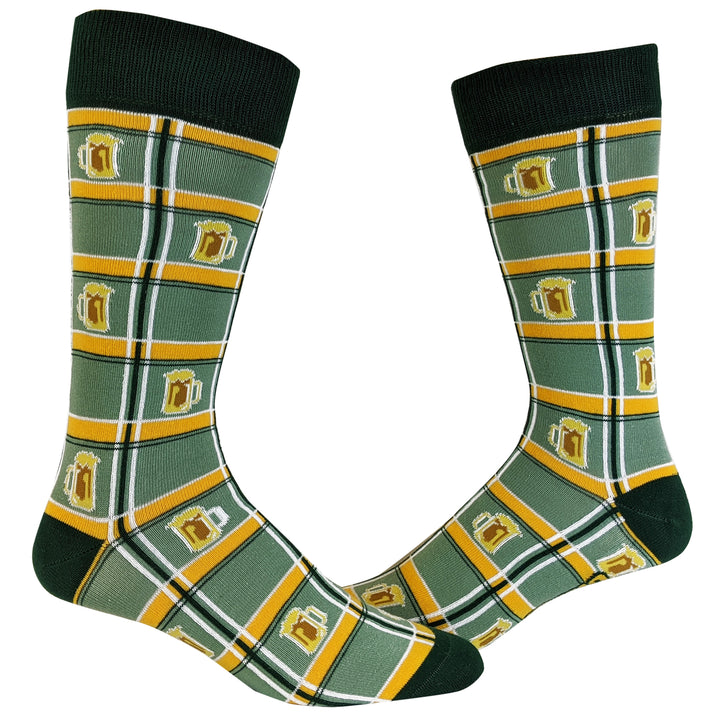 Funny Plaid Beers Mens Irish Plaid Beers Sock Nerdy Saint Patrick's Day Drinking Beer Tee