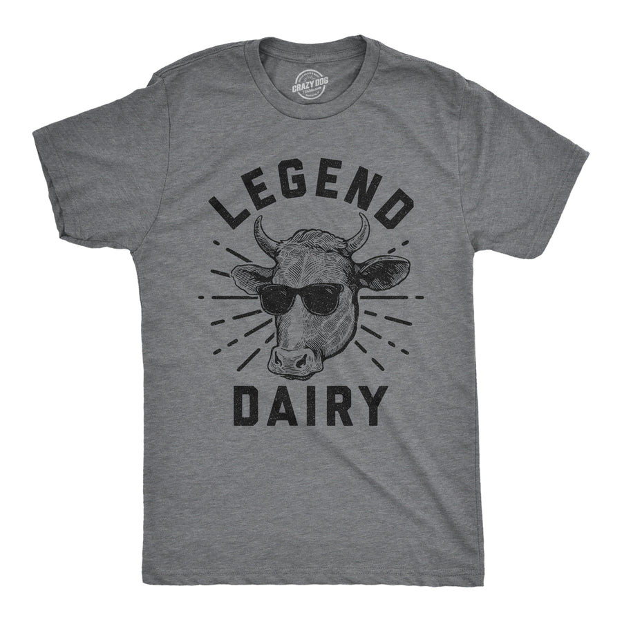 Funny Dark Heather Grey Legend Dairy Mens T Shirt Nerdy Animal Food Tee