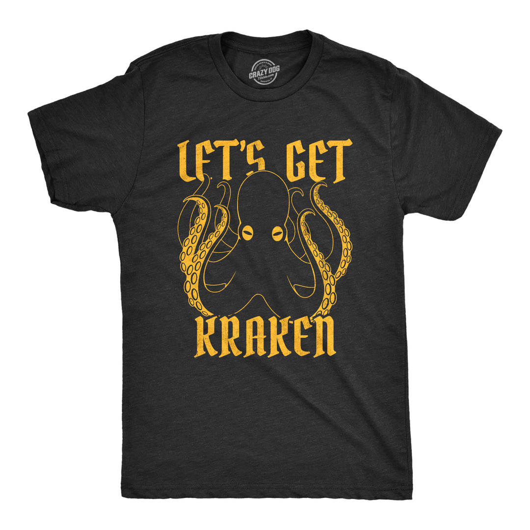 Funny Heather Black Let's Get Kraken Mens T Shirt Nerdy Animal Tee