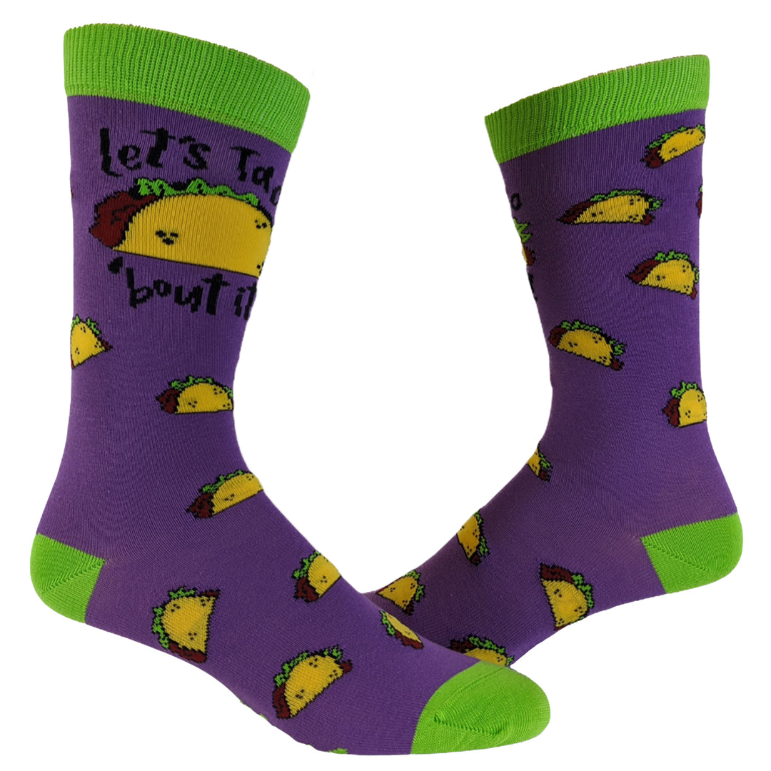 Funny Purple Womens Let's Taco Bout It Sock Nerdy Cinco De Mayo Food Tee