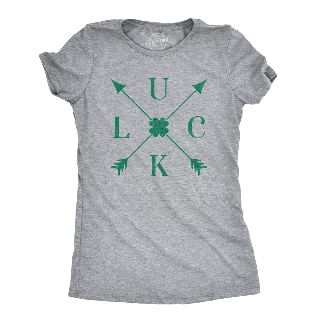 Funny Light Heather Grey Luck Arrows Womens T Shirt Nerdy Saint Patrick's Day Tee