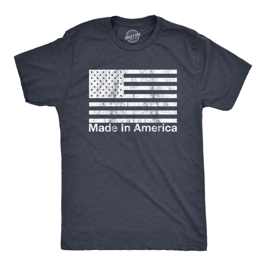 Funny Heather Navy Made In America Mens T Shirt Nerdy Fourth of July Tee