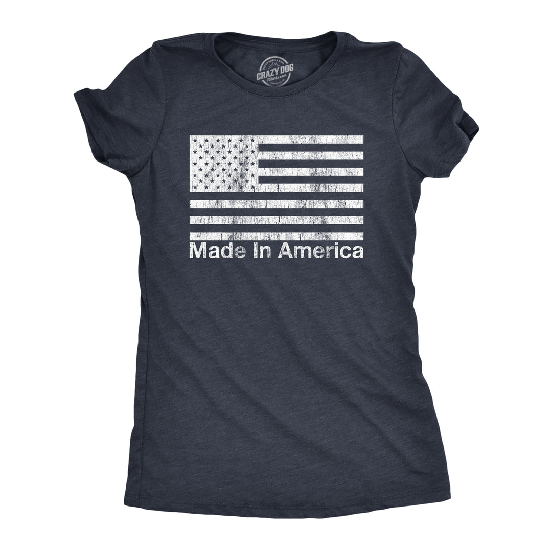 Funny Heather Navy Made In America Womens T Shirt Nerdy Fourth of July Tee