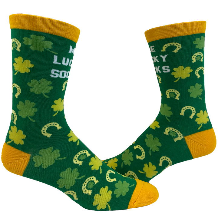 Funny Green Mens Me Lucky Sock Nerdy Saint Patrick's Day Tee