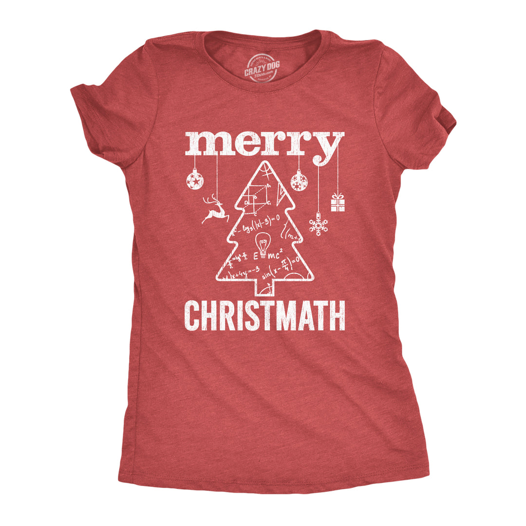 Funny Heather Red Merry Christmath Womens T Shirt Nerdy Christmas Nerdy Tee