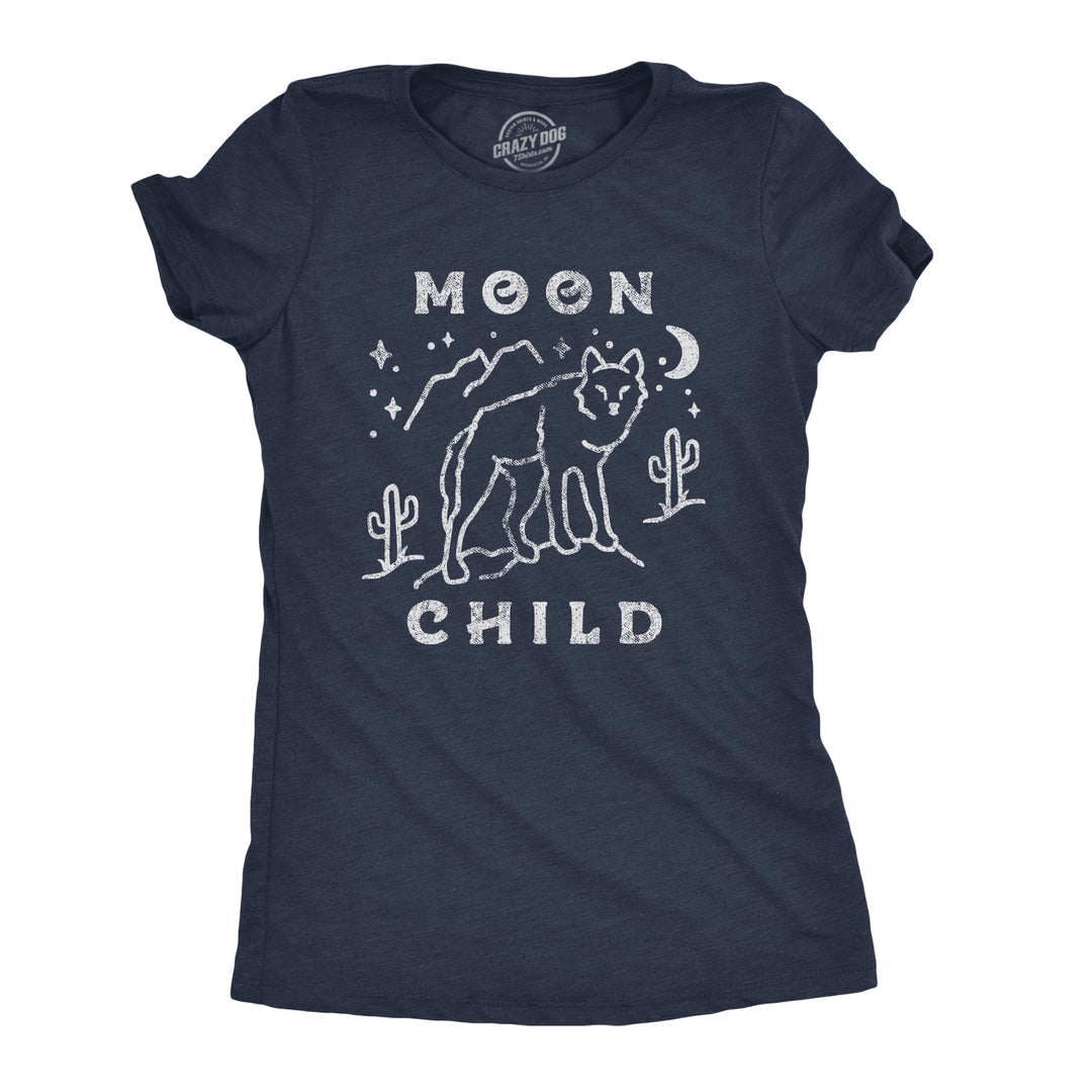 Funny Heather Navy Moon Child Womens T Shirt Nerdy Tee