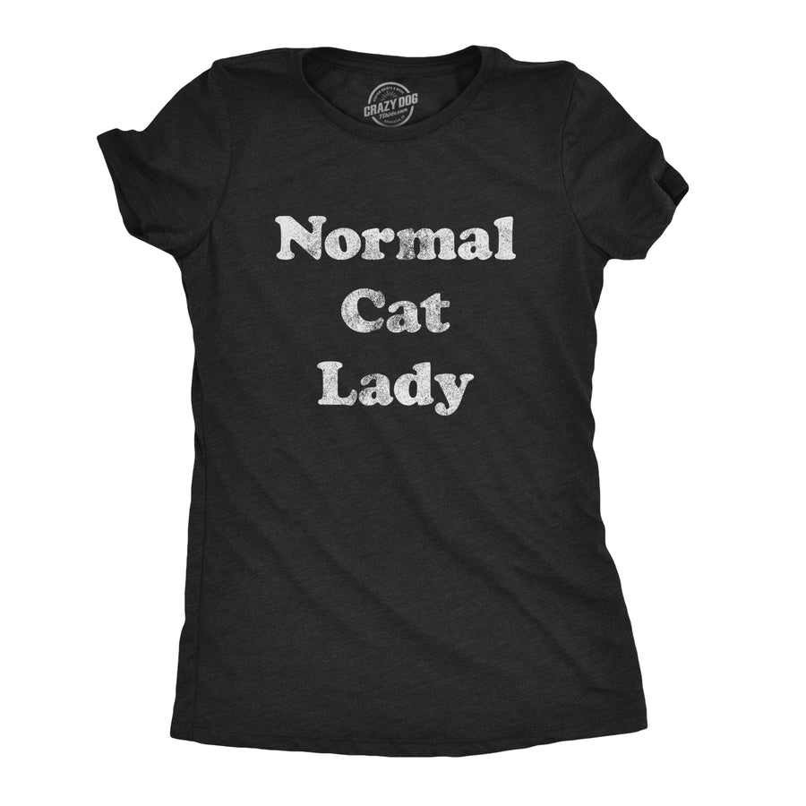 Funny Heather Black Normal Cat Lady Womens T Shirt Nerdy Cat Tee