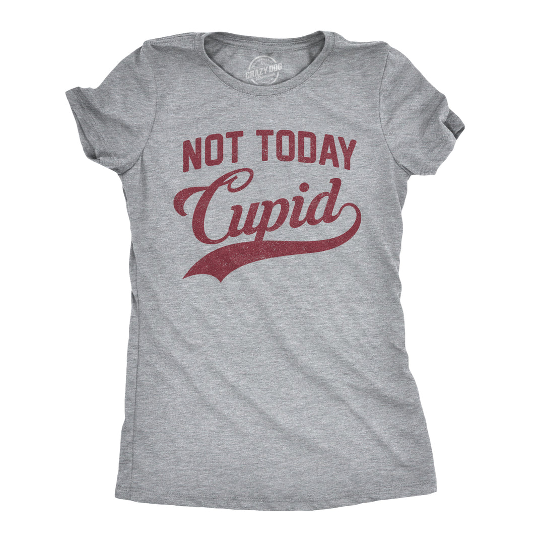 Funny Dark Heather Grey Not Today Cupid Womens T Shirt Nerdy Valentine's Day Introvert Tee