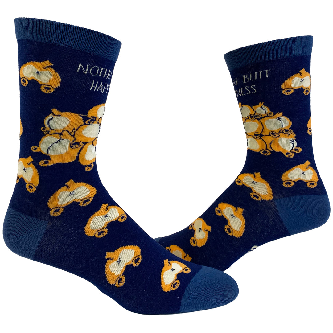 Funny Navy Womens Nothing Butt Happiness Sock Nerdy Dog Tee