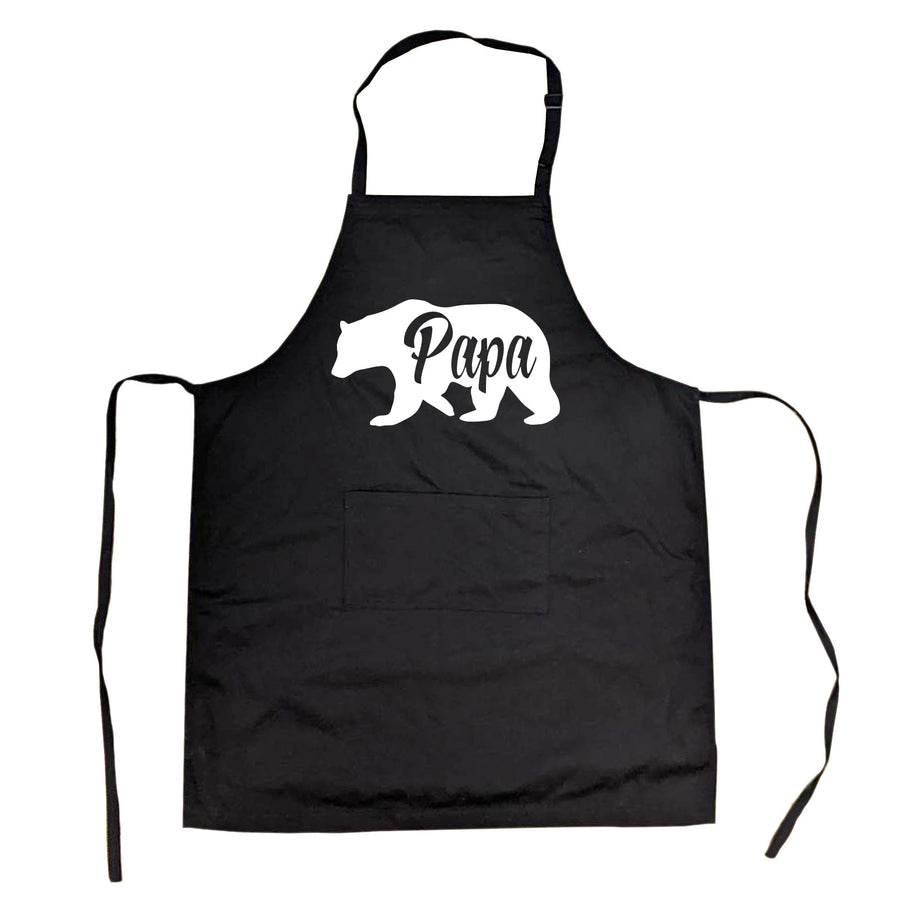 Funny Black Papa Bear Apron Nerdy Father's Day Animal Grandfather Tee