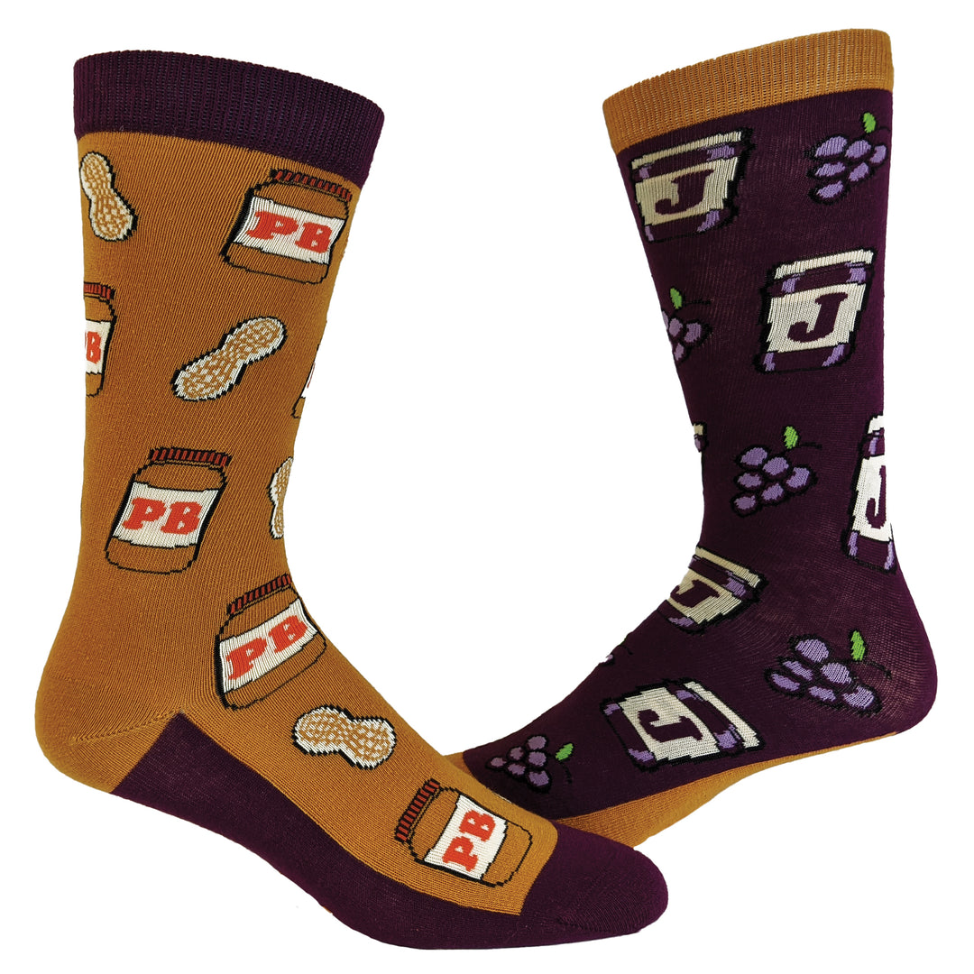 Funny Multi Mens Peanut Butter And Jelly Sock Nerdy Food Tee