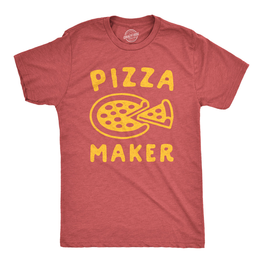 Funny Heather Red Pizza Maker Mens T Shirt Nerdy Food Tee