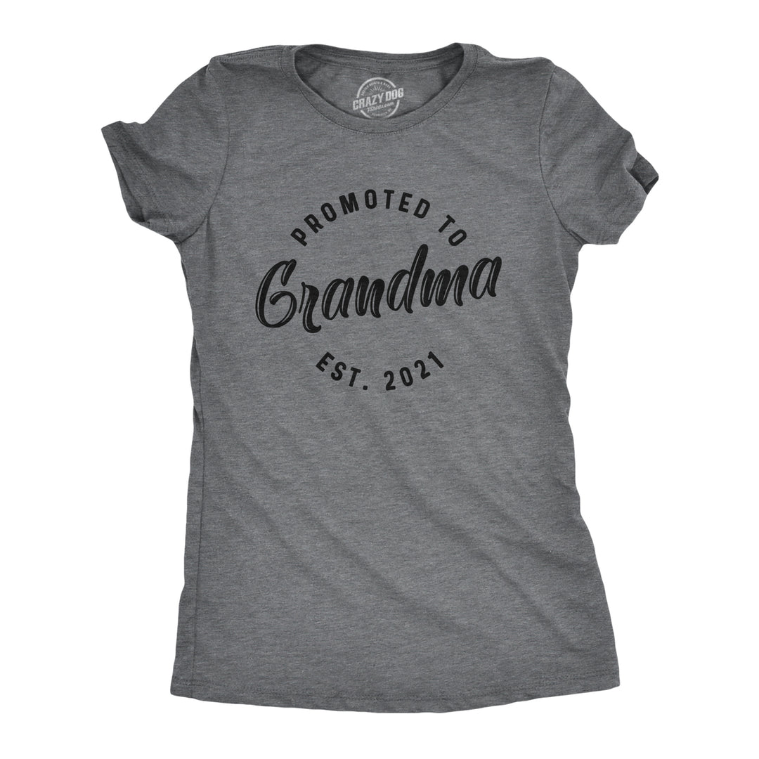 Funny Dark Heather Grey -2021 Promoted To Grandma 20XX Womens T Shirt Nerdy Mother's Day Tee