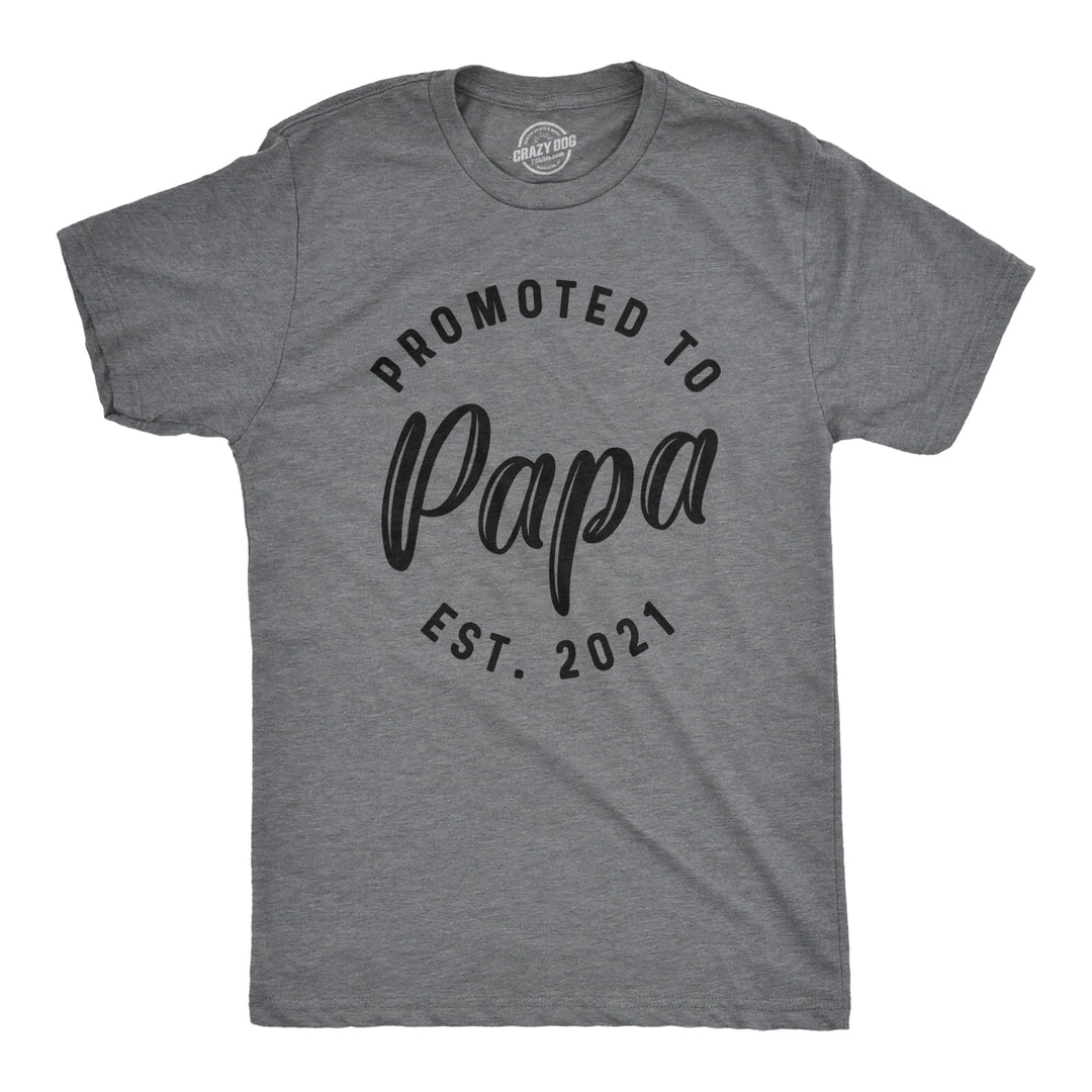 Funny Dark Heather Grey - 2021 Promoted To Papa 2021 Mens T Shirt Nerdy Father's Day Grandfather Tee