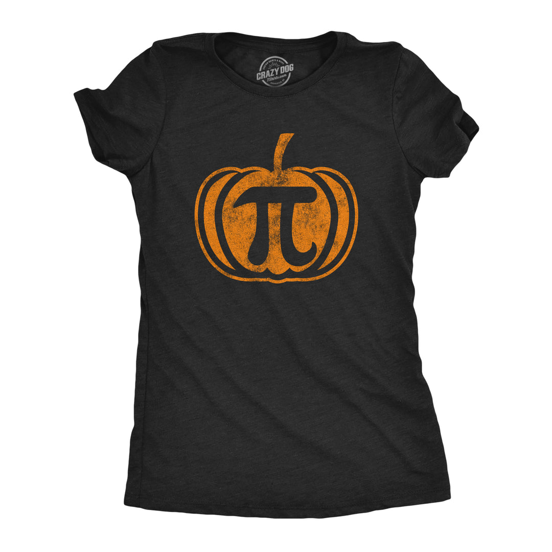 Funny Heather Black Pumpkin Pi Womens T Shirt Nerdy Halloween Thanksgiving Science Tee