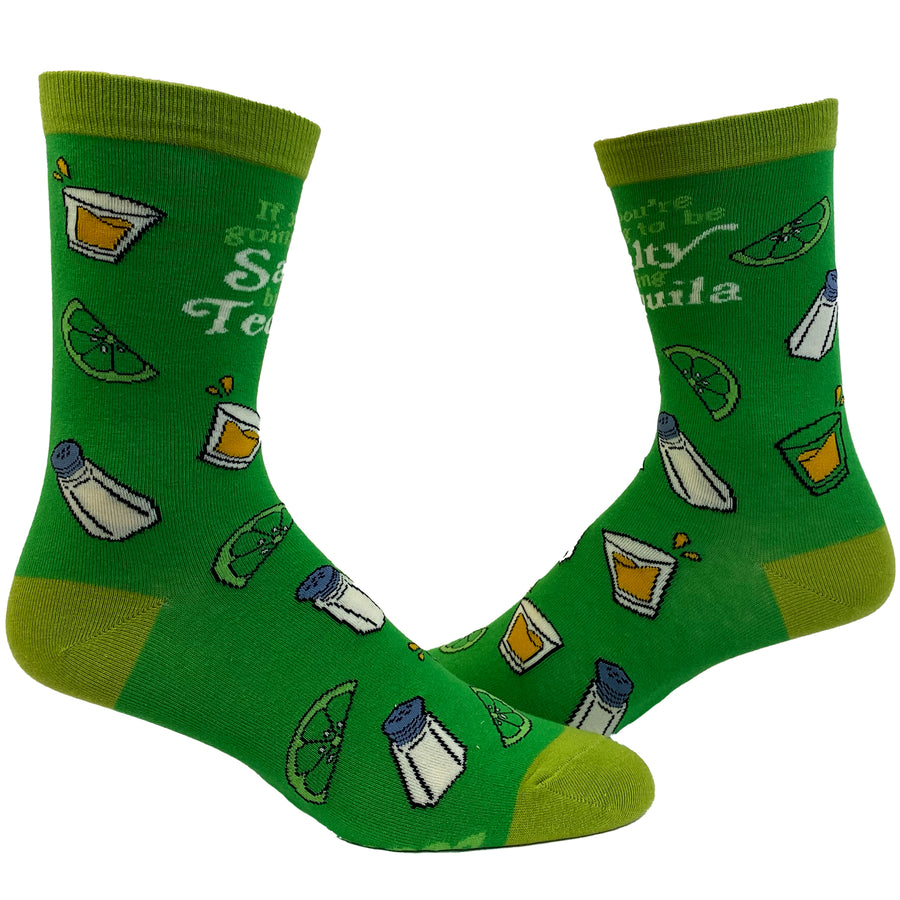 Funny Green Womens If You're Gonna Be Salty Bring Tequila Sock Nerdy Cinco De Mayo Drinking Tee