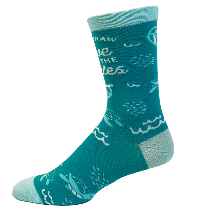 Womens Skip The Straw Save The Turtles Socks