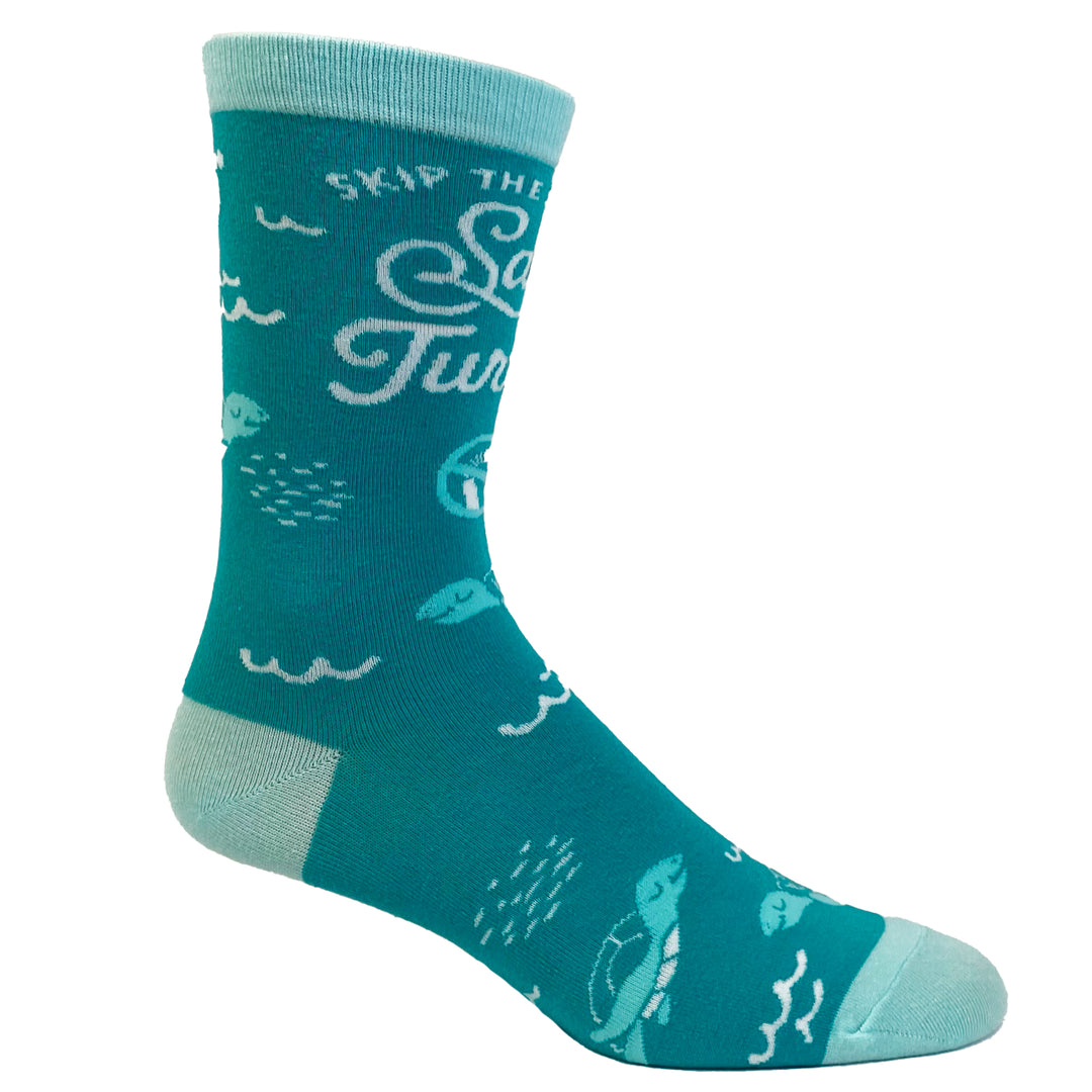 Womens Skip The Straw Save The Turtles Socks