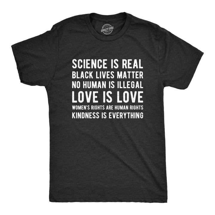 Funny Heather Black Science Is Real Black Lives Matter Mens T Shirt Nerdy Science Introvert Political Tee