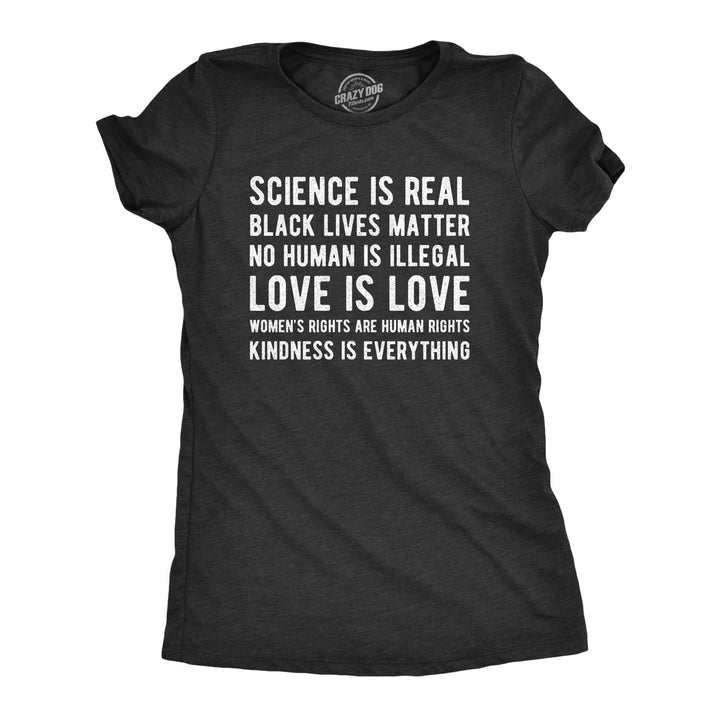 Funny Heather Black Science Is Real Black Lives Matter Womens T Shirt Nerdy Science Introvert Political Tee