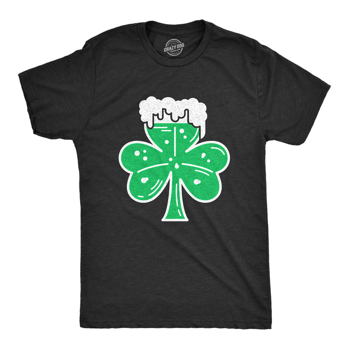 Funny Heather Black Shamrock Beer Glass Mens T Shirt Nerdy Saint Patrick's Day Beer Tee