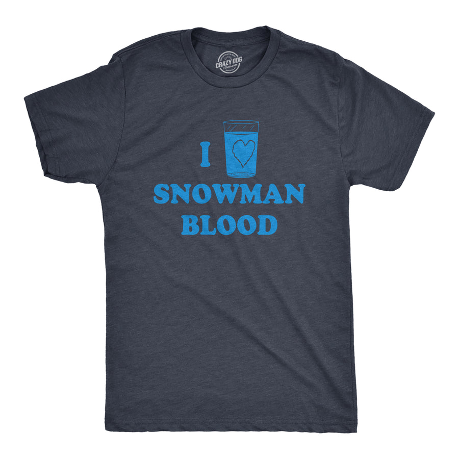 Funny Heather Navy I Love Snowman Blood Mens T Shirt Nerdy Christmas Tee