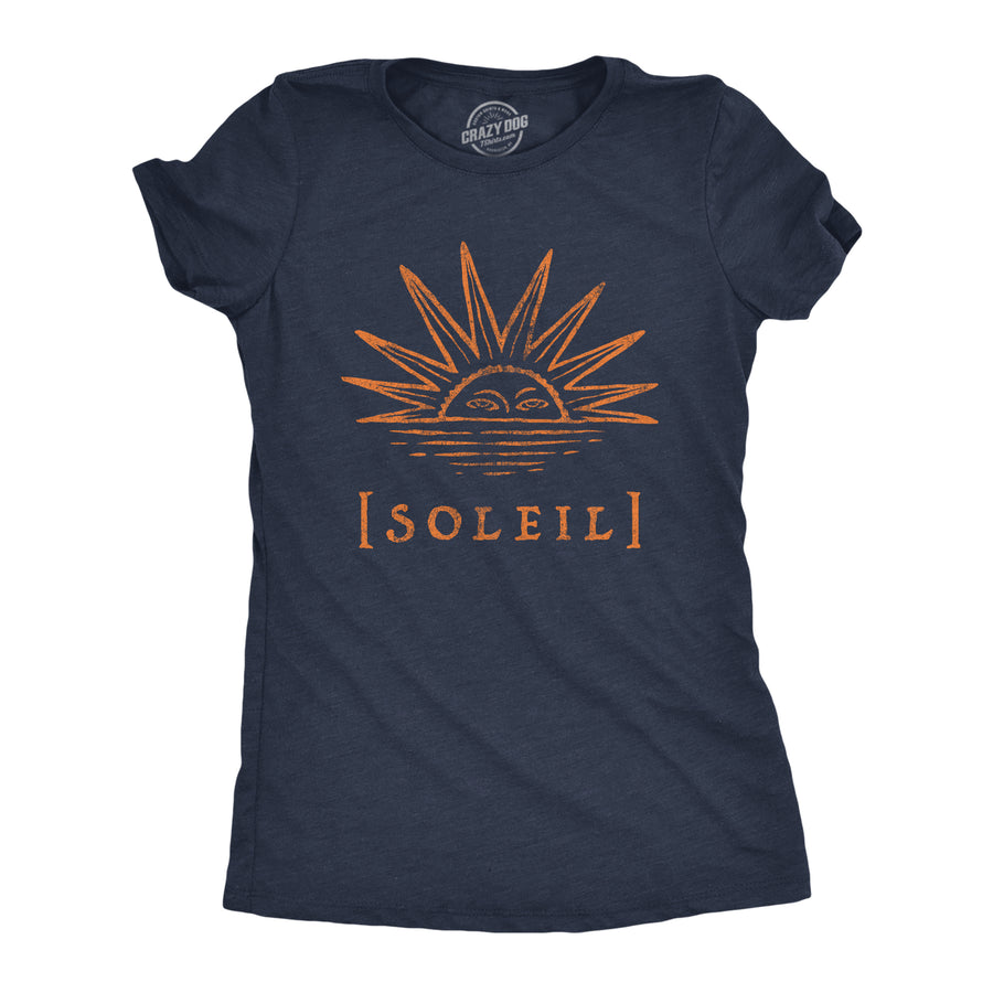 Funny Heather Navy Soleil Womens T Shirt Nerdy Camping Tee