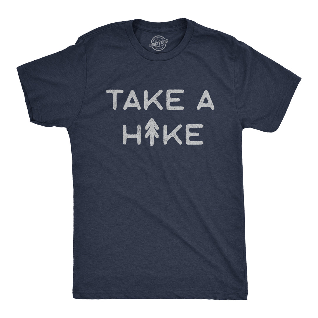 Funny Heather Navy Take A Hike Mens T Shirt Nerdy Camping Tee